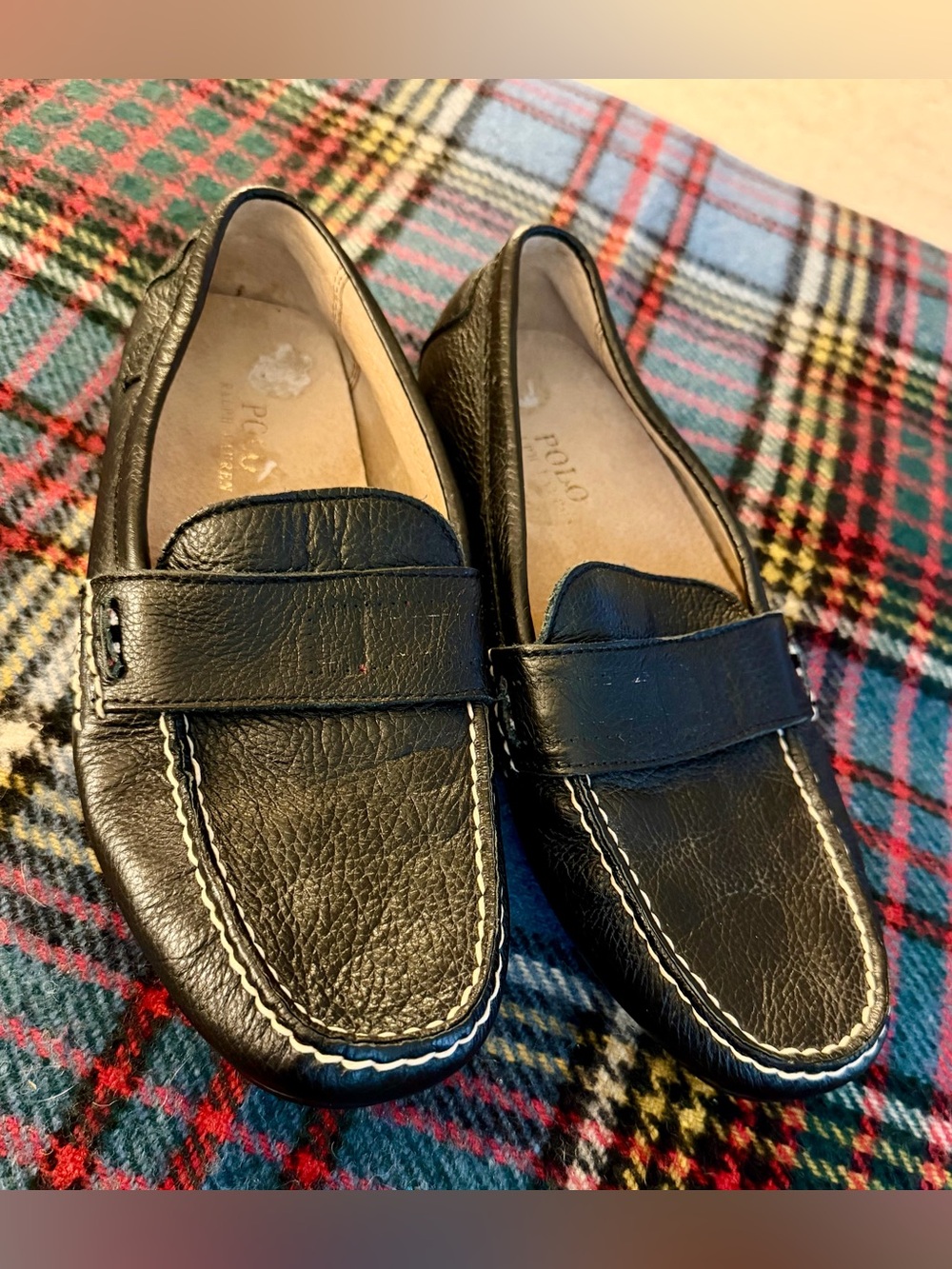 Men’s Size 9 Polo Ralph Lauren Willem Pebbled Leather Black Driving Moccasin